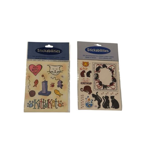 Lot 2 Stickabilities Cat Stickers Kitty Kat Silhouette Craft Stickers Acid Free - Picture 4 of 4